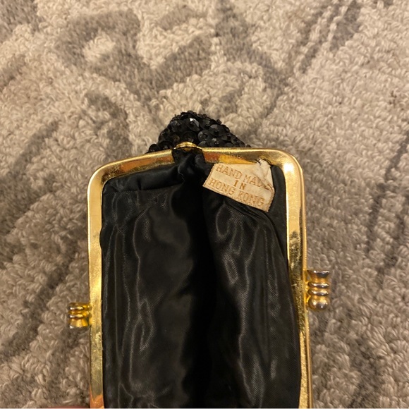 Vintage Black Beaded Change Purse Bag by Carousel Made in Hong Kong 1950s - Picture 2 of 3